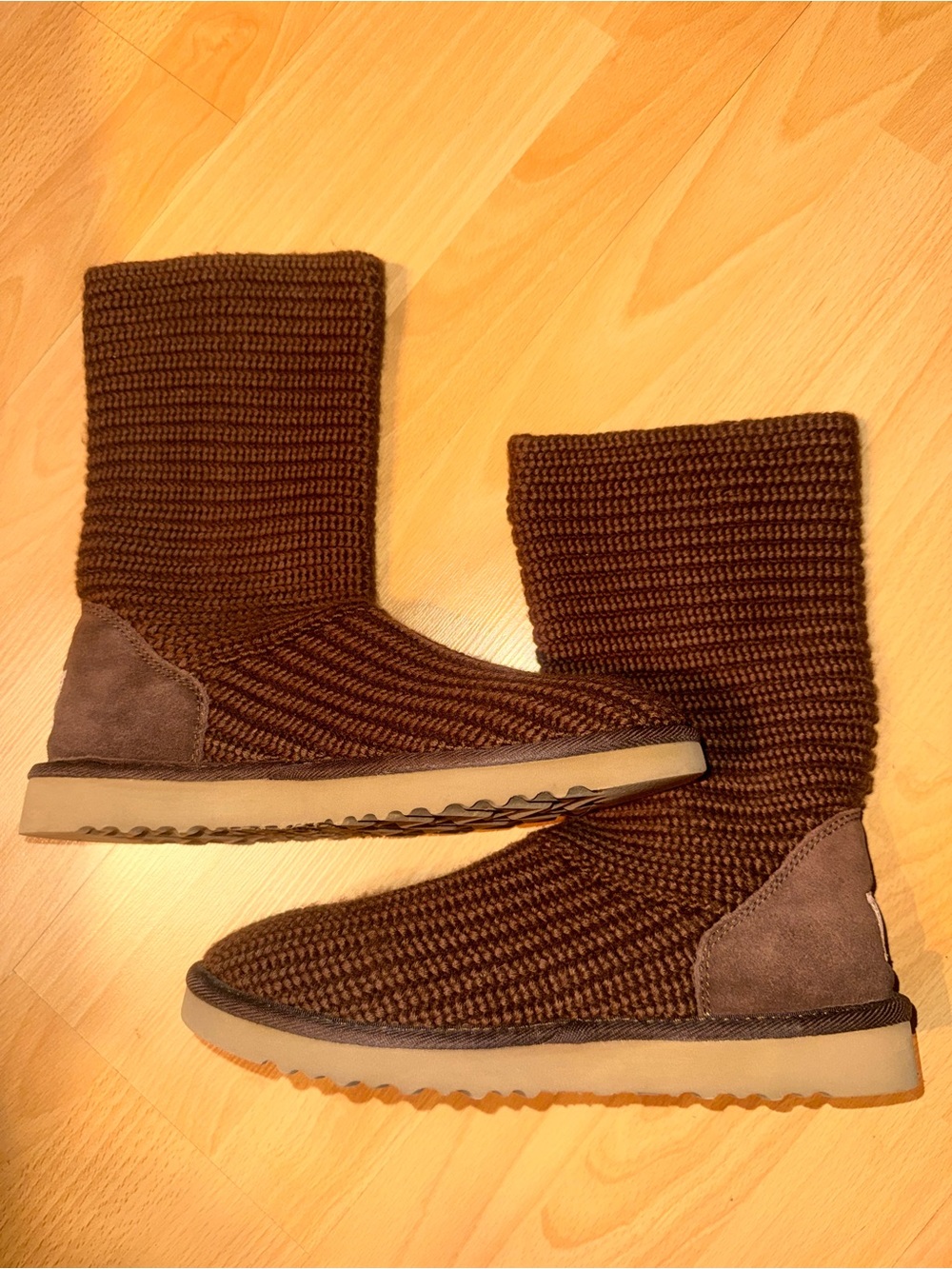 UGG Women’s Chestnut Brown Knit Mid-Calf Boots